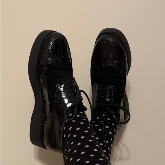 F-TROUPE CREEPER OXFORD PONY HAIR & REPTILE SHOES - Picture 3 of 8